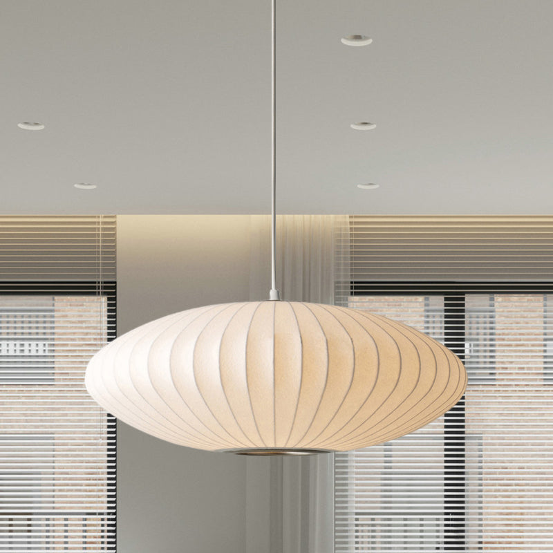 Witte stoffen trommelvormige hanglamp met verstelbaar snoer voor kookeiland, eetkamer, slaapkamer, woonkamer, moderne plafondlamp