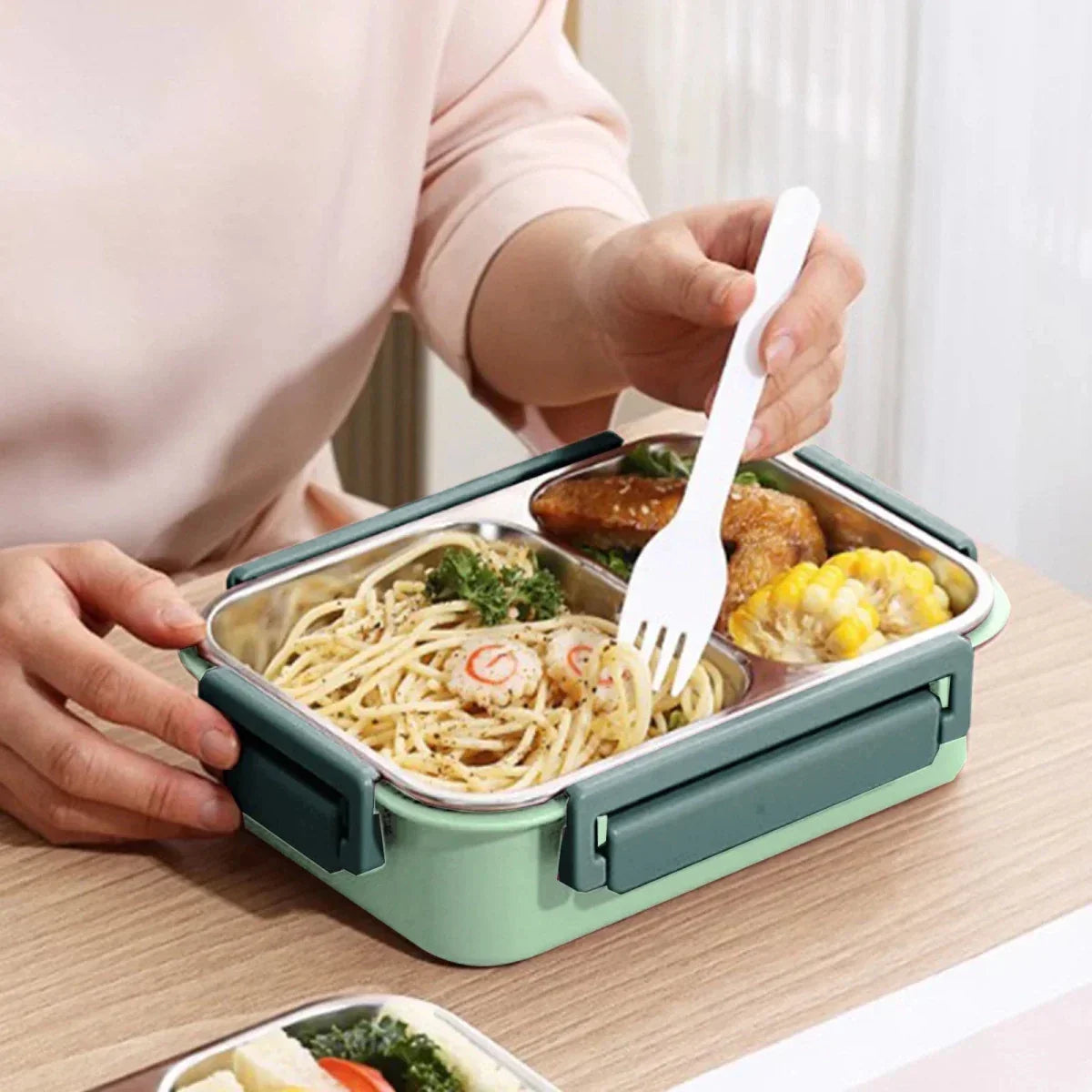 Recipiente térmico para alimentos, construcción de acero, contenedor de preparación de comidas a prueba de derrames, para almuerzos en la oficina, la escuela o viajes, almacenamiento portátil de comida caliente, reutilizable | Thomler