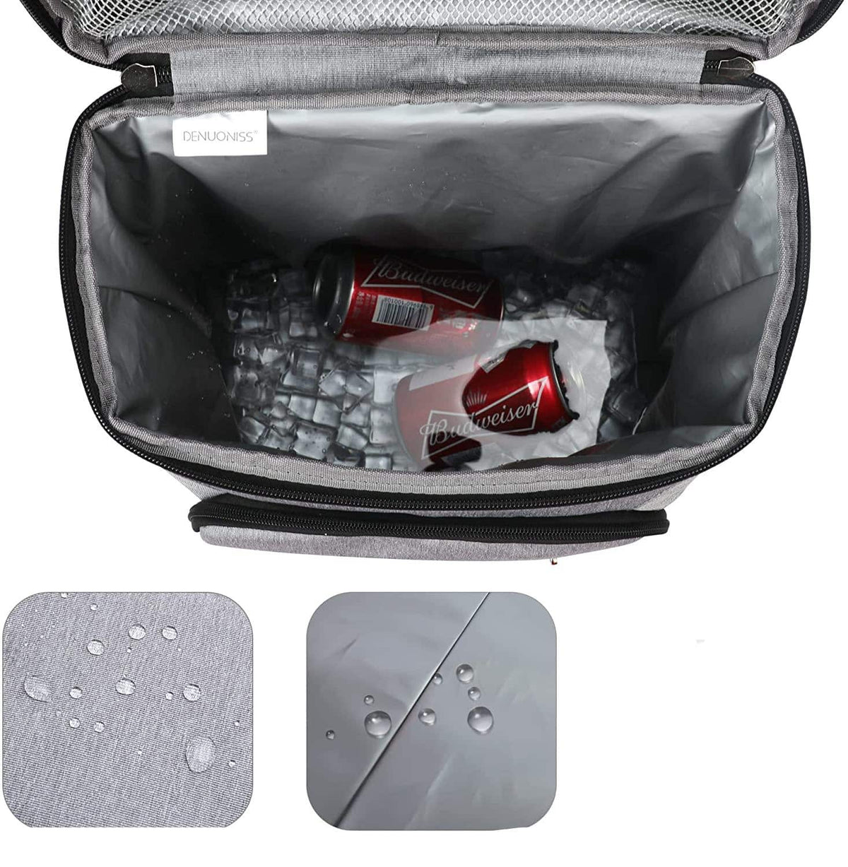 Isolierter Rucksack-Kühler 30L Grau Auslaufsicher Lebensmittel- & Getränkeaufbewahrung Gepolsterte Schultergurte Outdoor Wandern Angeln Camping Strand Picknick Tagesrucksack | Thomler