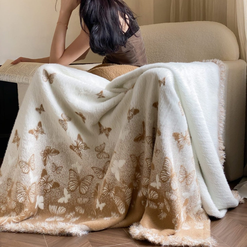 Jacquard Throw Blanket with Asian-Inspired Pattern – Soft Polyester Nylon Blend for Couch, Bed & Sofa