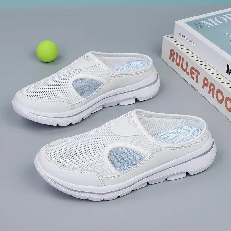 Breathable Mesh Slip-On Slippers with Cushioned Footbed for Men – Open-Back Design for Indoor & Outdoor Wear