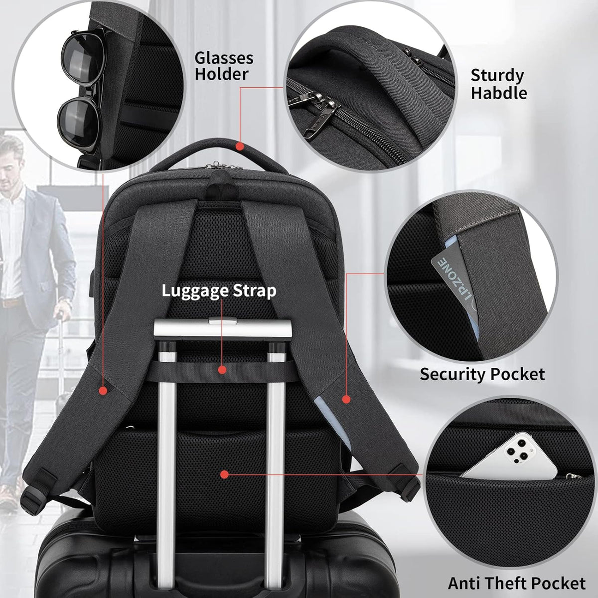 Tech-Ready Laptop Backpack with Charging Port, Anti-Theft Pocket & Multi-Day Compartments for Commute & Travel