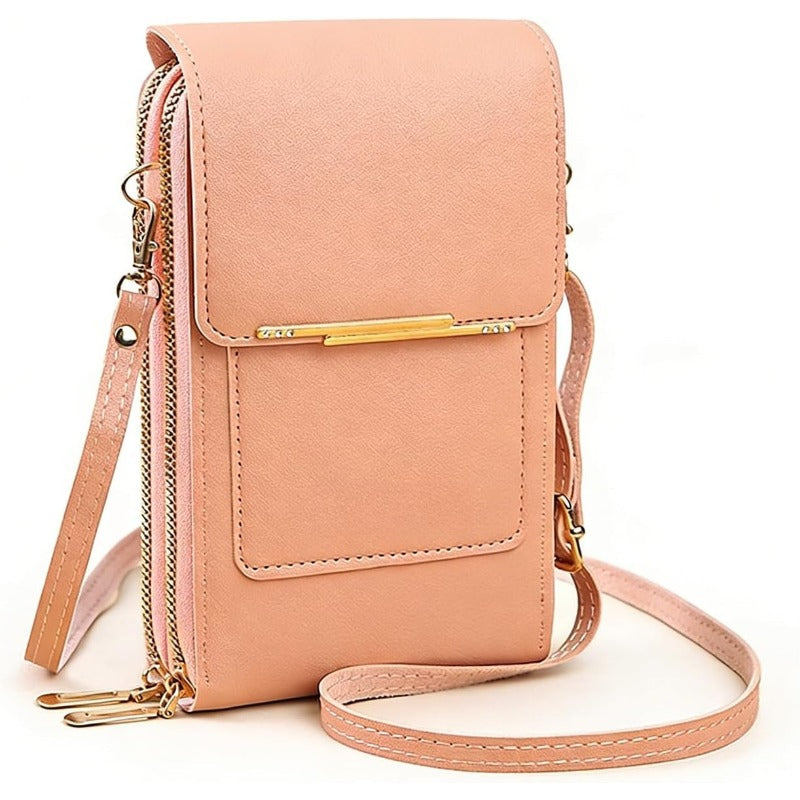 Touchscreen Crossbody Phone Wallet with RFID Blocking for Cards & Cash – Waterproof PU Leather Mini Purse Holds 6.7 in Smartphones | Thomler