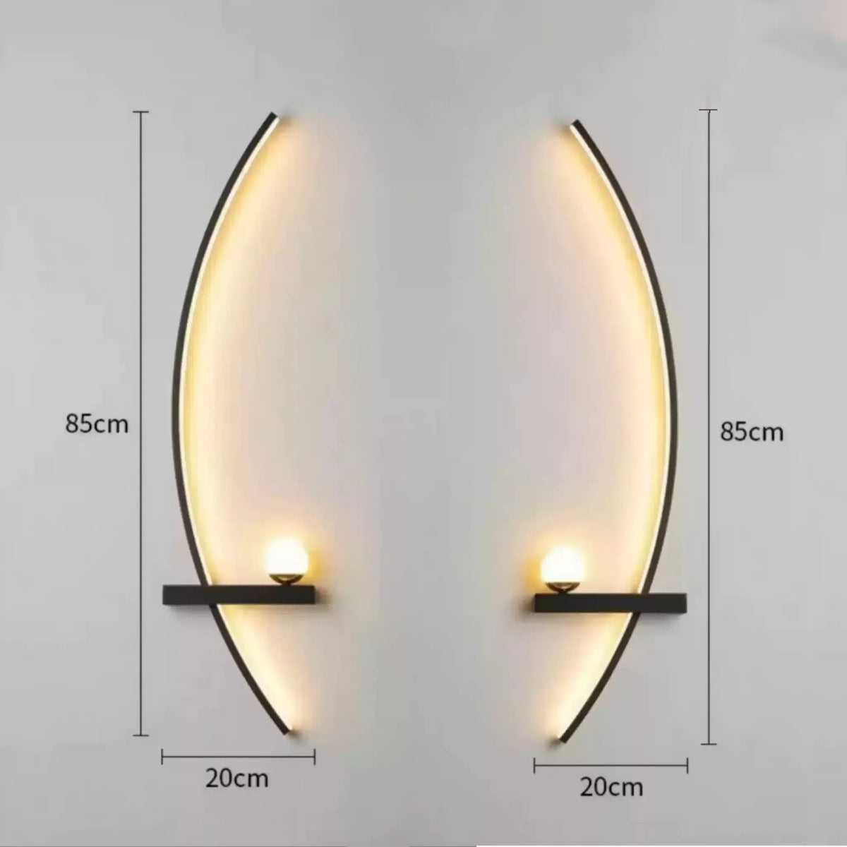 Gebogen LED-wandlamp aluminium boogverlichting voor slaapkamer hal woonkamer moderne accentverlichting wandarmatuur zwart goud afwerking wandmontage binnenverlichting | Thomler