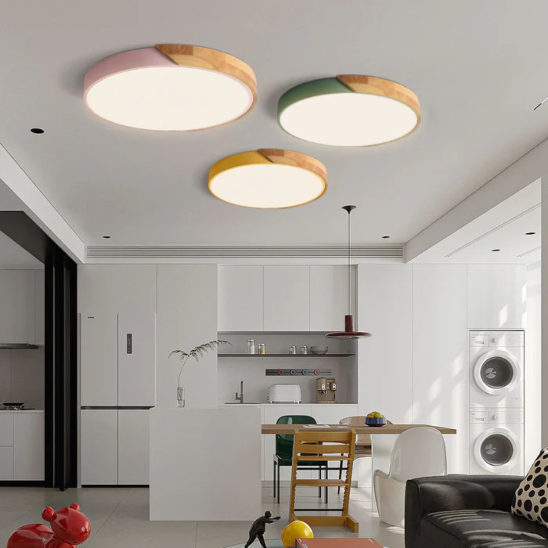 Houten opbouw-LED-plafondlamp 3000K zacht wit voor slaapkamer, woonkamer, hal, minimalistische Scandinavische stijl, modern, inbouw, plat design AC | Thomler