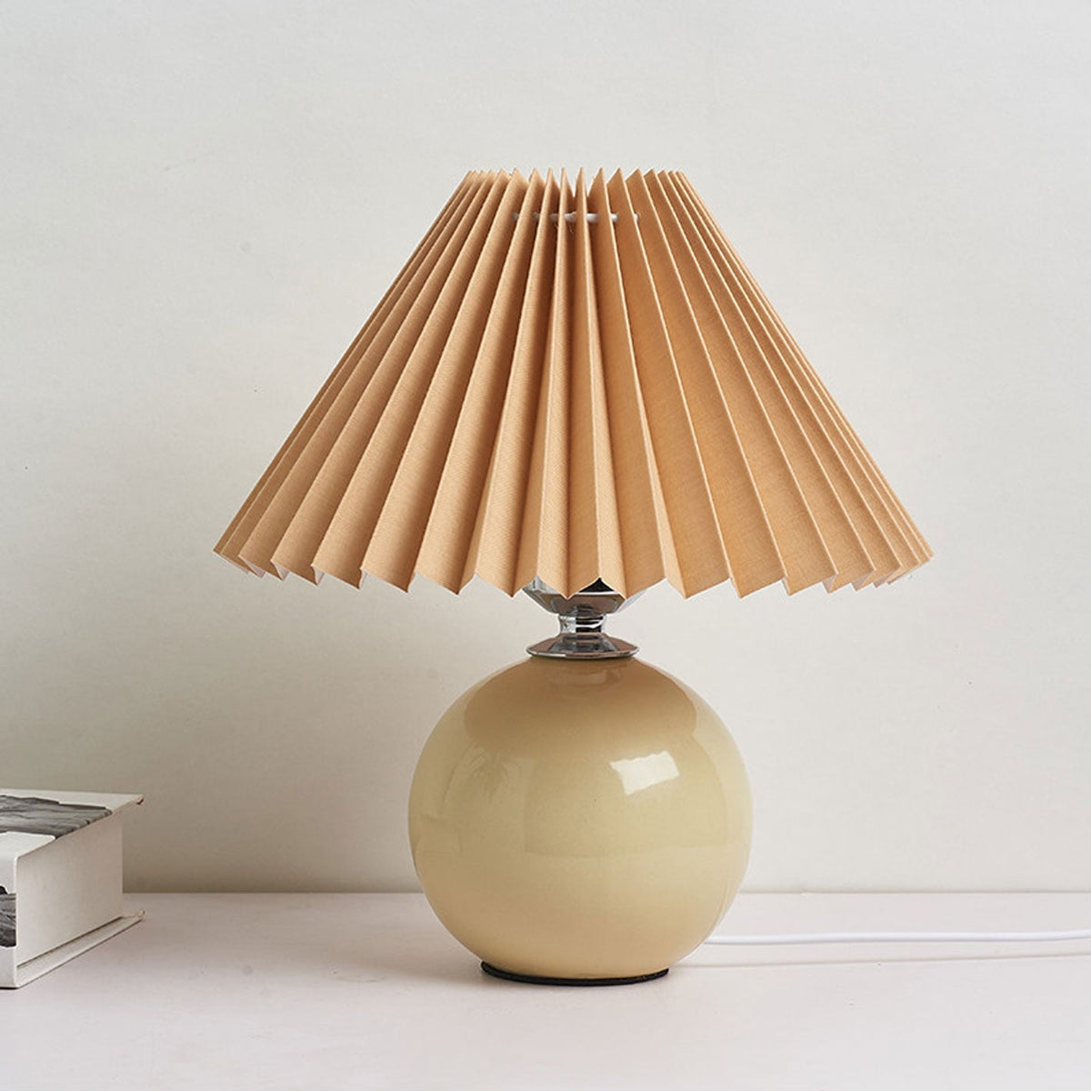 Ceramic Accent Lamp with Fabric Shade 11x9.5 in E26 Socket for Nightstand Desk Study Room Reading Light Modern Home Decor | Thomler
