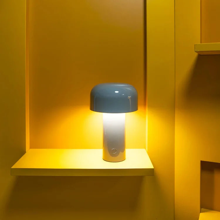 Rechargeable LED Mushroom Desk Lamp 8.3 in Cordless Touch Dimmer Warm White Portable Nightstand Light for Bedroom Living Room Patio Outdoor | Thomler