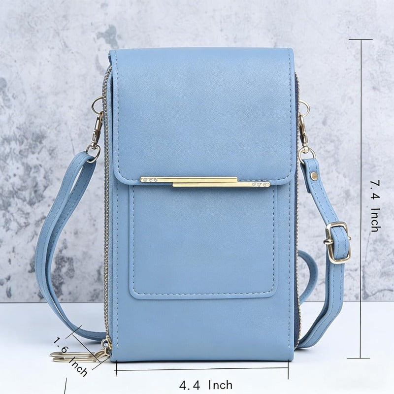 Touchscreen Crossbody Phone Wallet with RFID Blocking for Cards & Cash – Waterproof PU Leather Mini Purse Holds 6.7 in Smartphones | Thomler