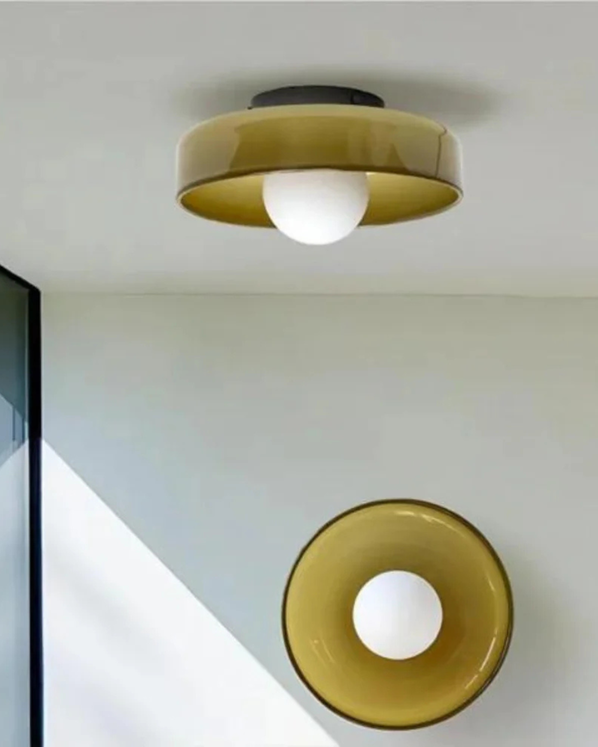 Flush Mount Ceiling Light with Glass Shade and Metal Frame for Living Room, Bedroom, Hallway – Round Overhead Fixture with Warm White Glow | Thomler