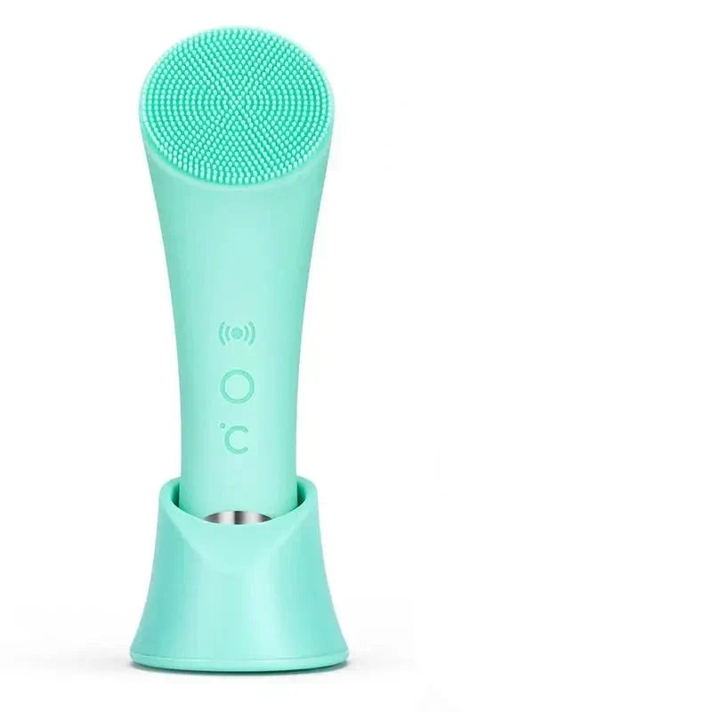 Facial Cleansing Brush with Heated Metal Tip and 5 Vibration Modes, Silicone Bristles