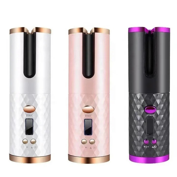 Cordless Automatic Hair Curler with Ceramic Barrel & 6 Heat Settings for Travel Styling