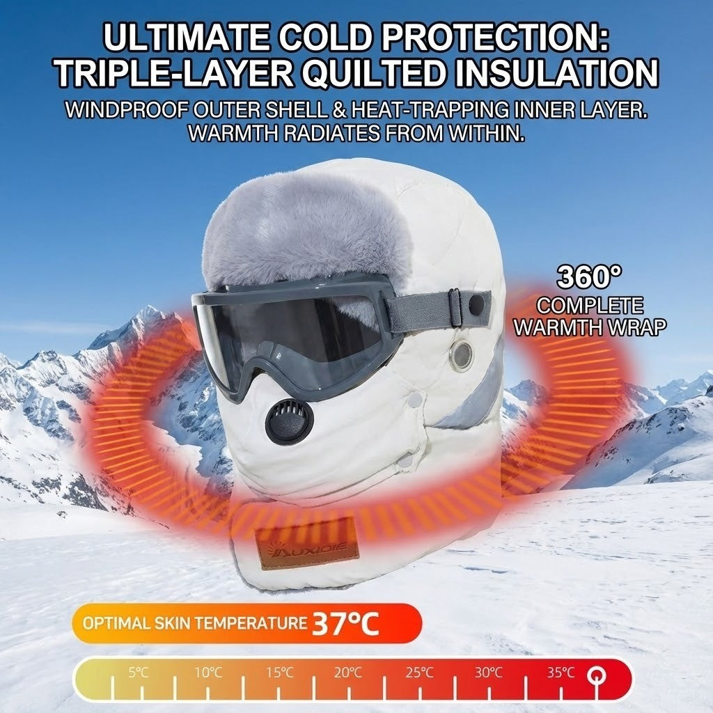 Full-Face Insulated Winter Balaclava with Detachable Shield & Windproof Design for Skiing & Cold Weather