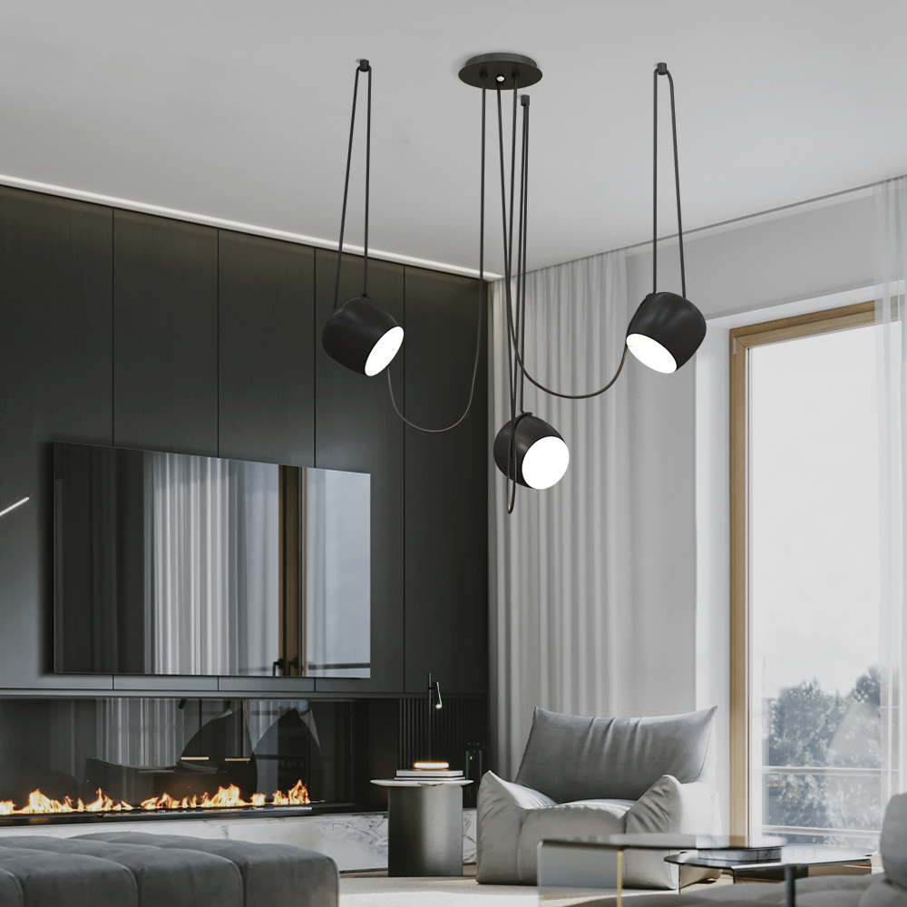 Ceiling Pendant Light Fixture with Adjustable Heads and Cable, 10W LED Dimmable Hanging Lamp, Black Aluminum Modern Lighting for Kitchen Isl | Thomler