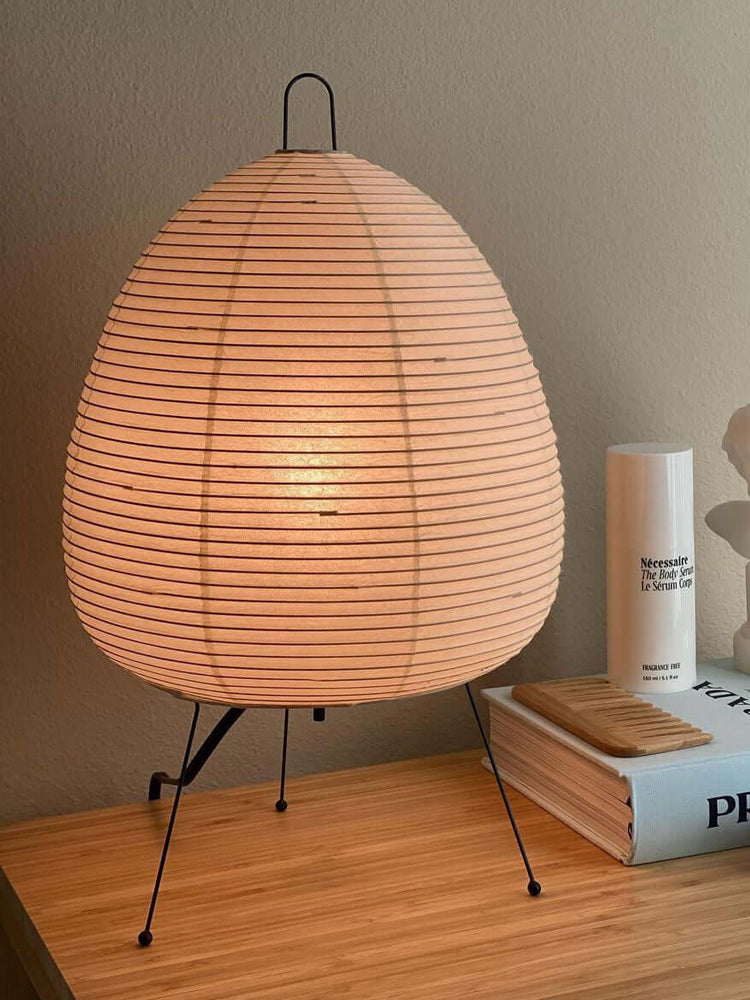 Lámpara de acento con pantalla de papel hecha a mano, 10 pulgadas de ancho, luz nocturna LED de brillo cálido para dormitorio, oficina, escritorio, rincón de lectura, estilo minimalista japonés