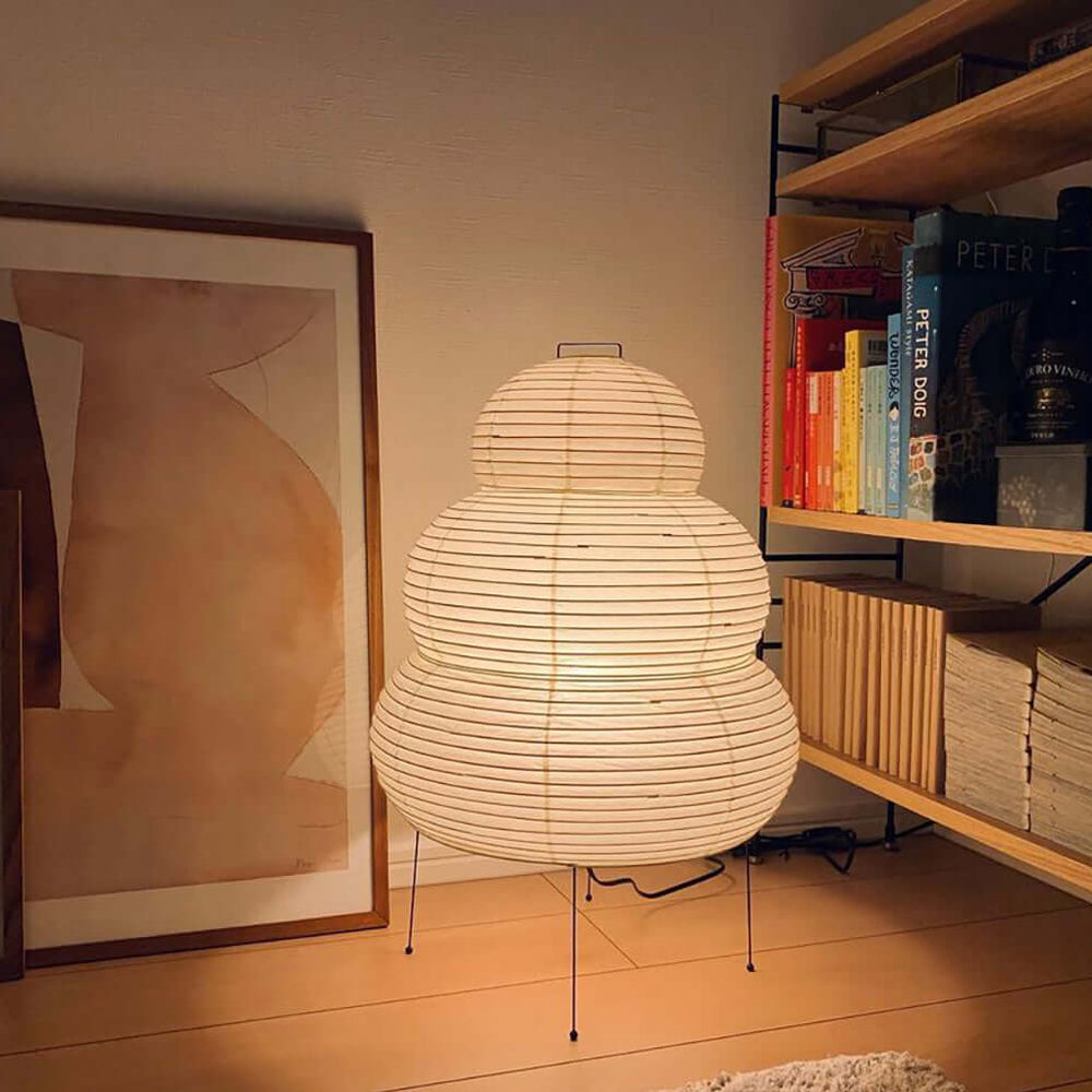 Lámpara de acento con pantalla de papel hecha a mano, 10 pulgadas de ancho, luz nocturna LED de brillo cálido para dormitorio, oficina, escritorio, rincón de lectura, estilo minimalista japonés