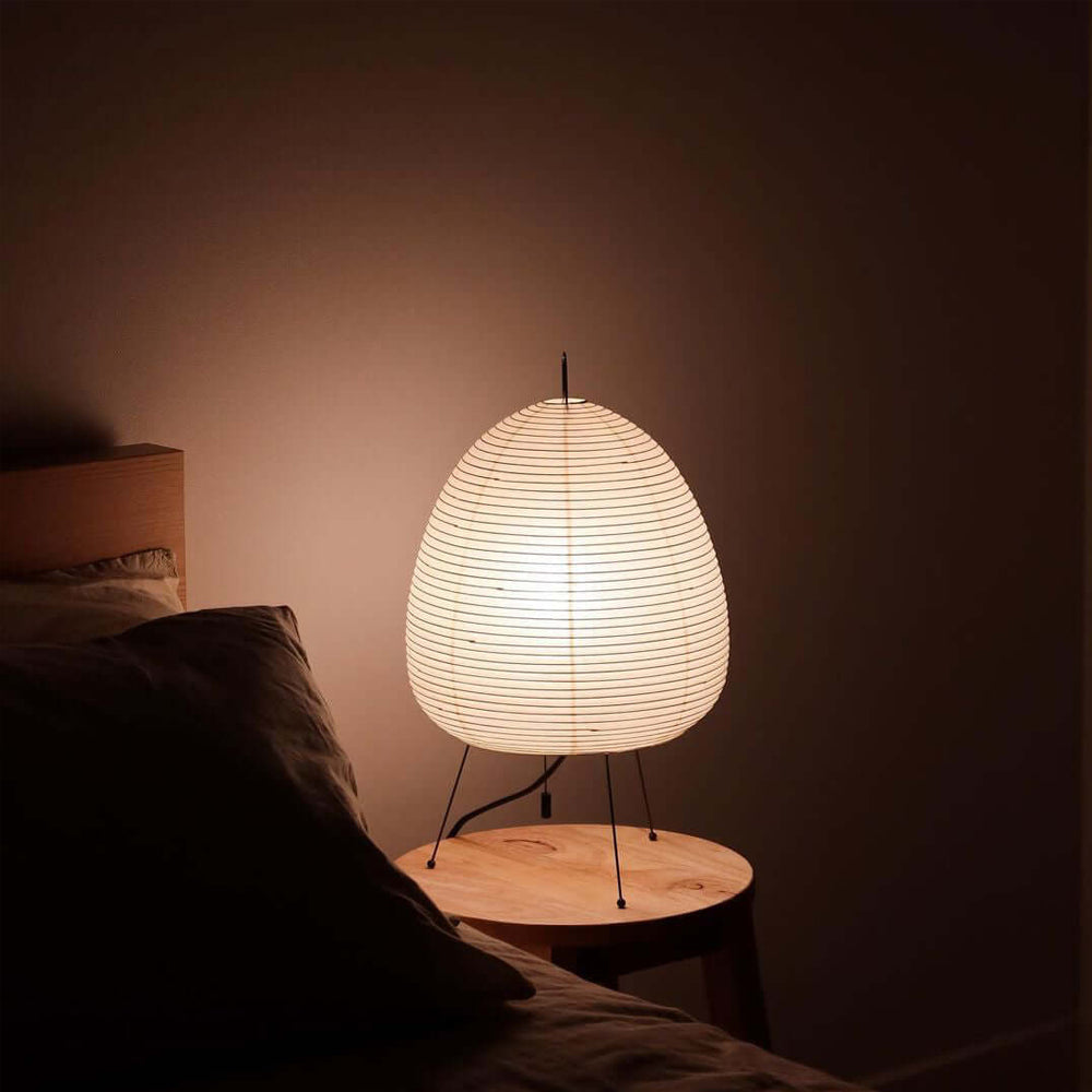 Lámpara de acento con pantalla de papel hecha a mano, 10 pulgadas de ancho, luz nocturna LED de brillo cálido para dormitorio, oficina, escritorio, rincón de lectura, estilo minimalista japonés