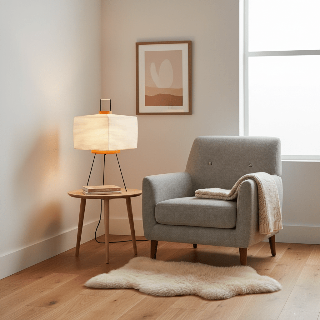 Lámpara de acento con pantalla de papel hecha a mano, 10 pulgadas de ancho, luz nocturna LED de brillo cálido para dormitorio, oficina, escritorio, rincón de lectura, estilo minimalista japonés