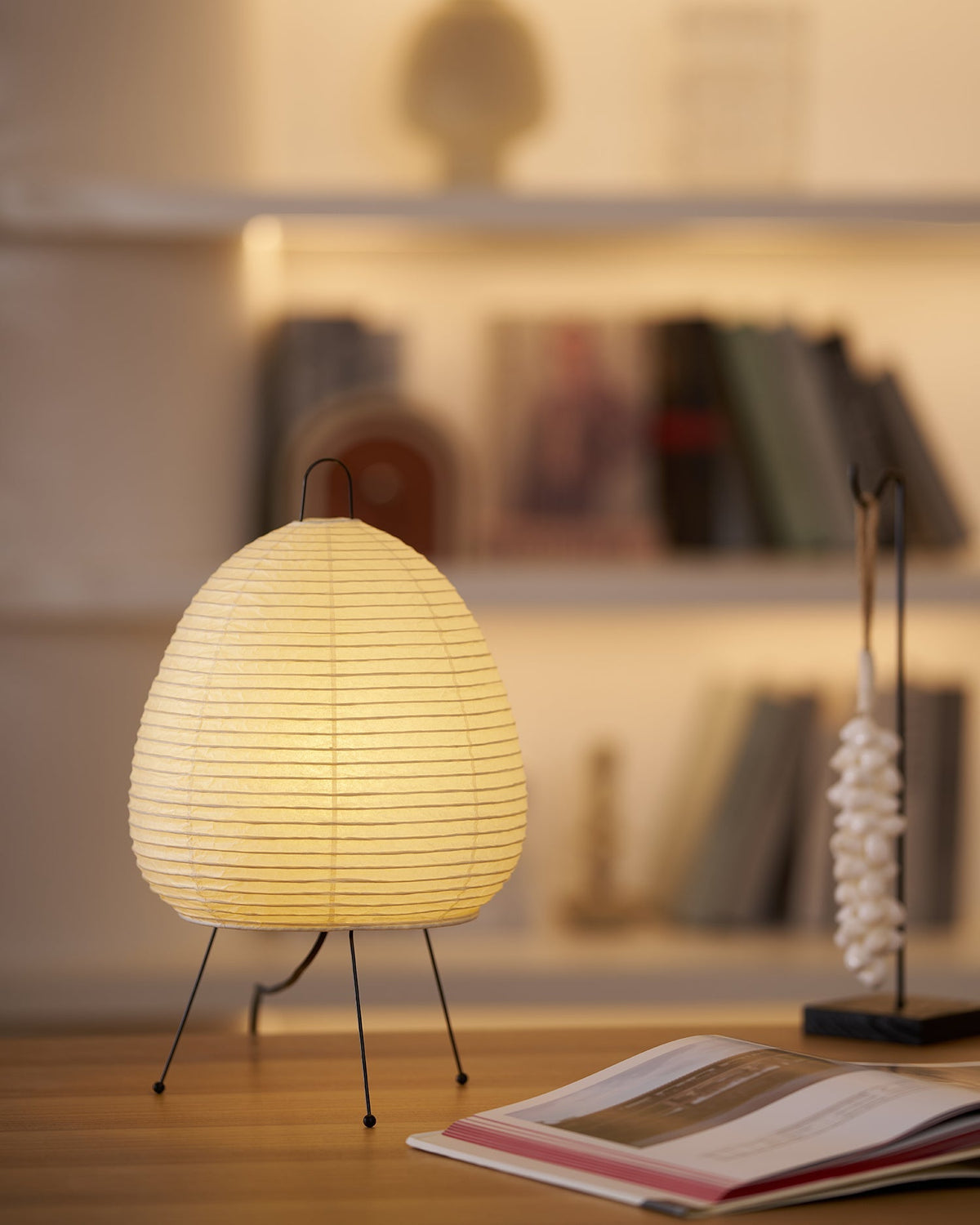 Lámpara de acento con pantalla de papel hecha a mano, 10 pulgadas de ancho, luz nocturna LED de brillo cálido para dormitorio, oficina, escritorio, rincón de lectura, estilo minimalista japonés