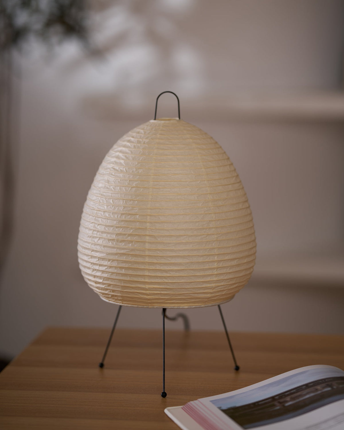 Lámpara de acento con pantalla de papel hecha a mano, 10 pulgadas de ancho, luz nocturna LED de brillo cálido para dormitorio, oficina, escritorio, rincón de lectura, estilo minimalista japonés