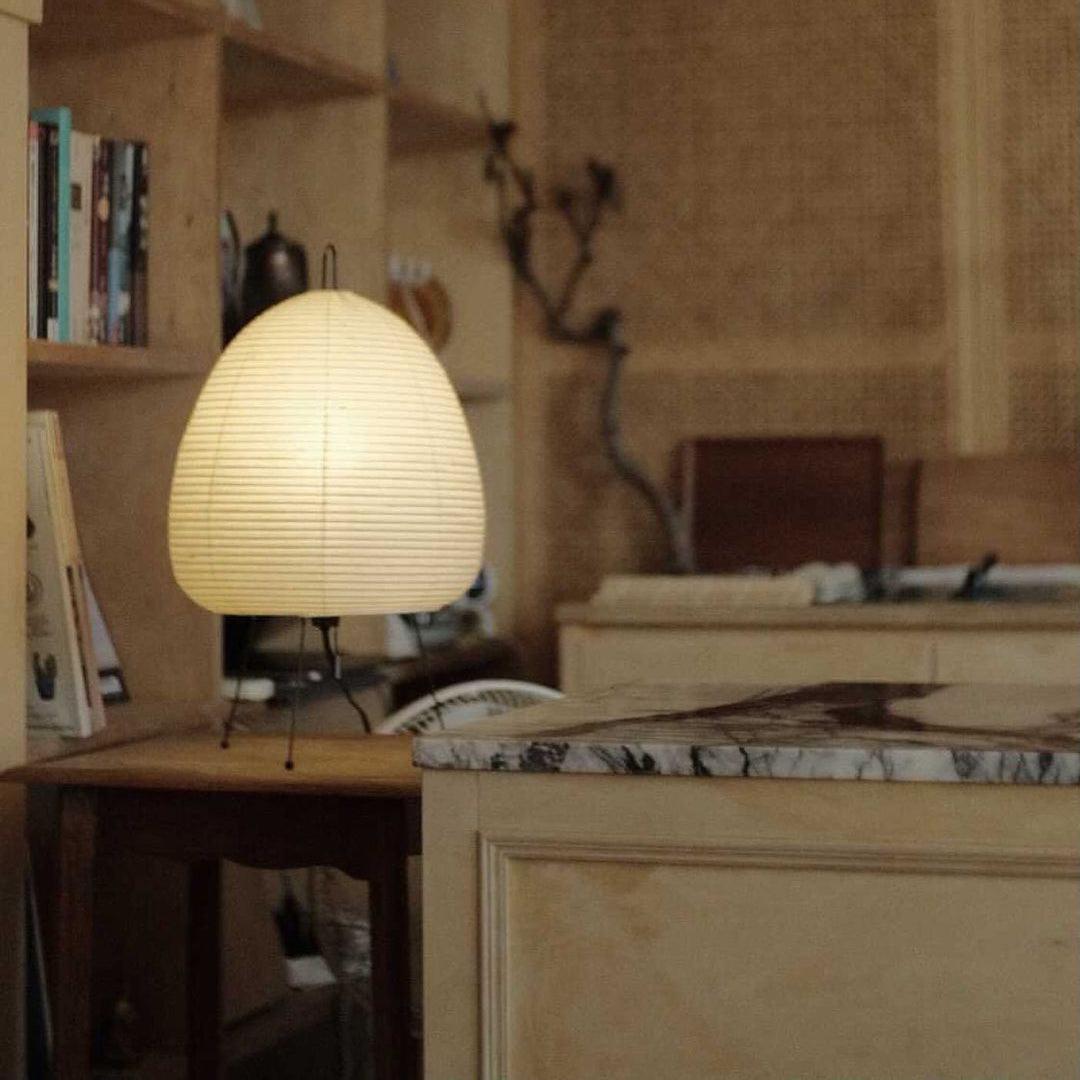 Lámpara de acento con pantalla de papel hecha a mano, 10 pulgadas de ancho, luz nocturna LED de brillo cálido para dormitorio, oficina, escritorio, rincón de lectura, estilo minimalista japonés