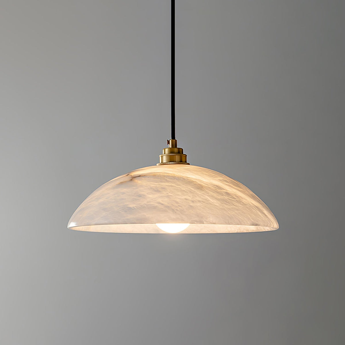 Lámpara de techo tipo globo de piedra blanca de 16 pulgadas, domo con cable ajustable para isla de cocina, comedor o sala de estar, lámpara colgante con casquillo E26 | Thomler