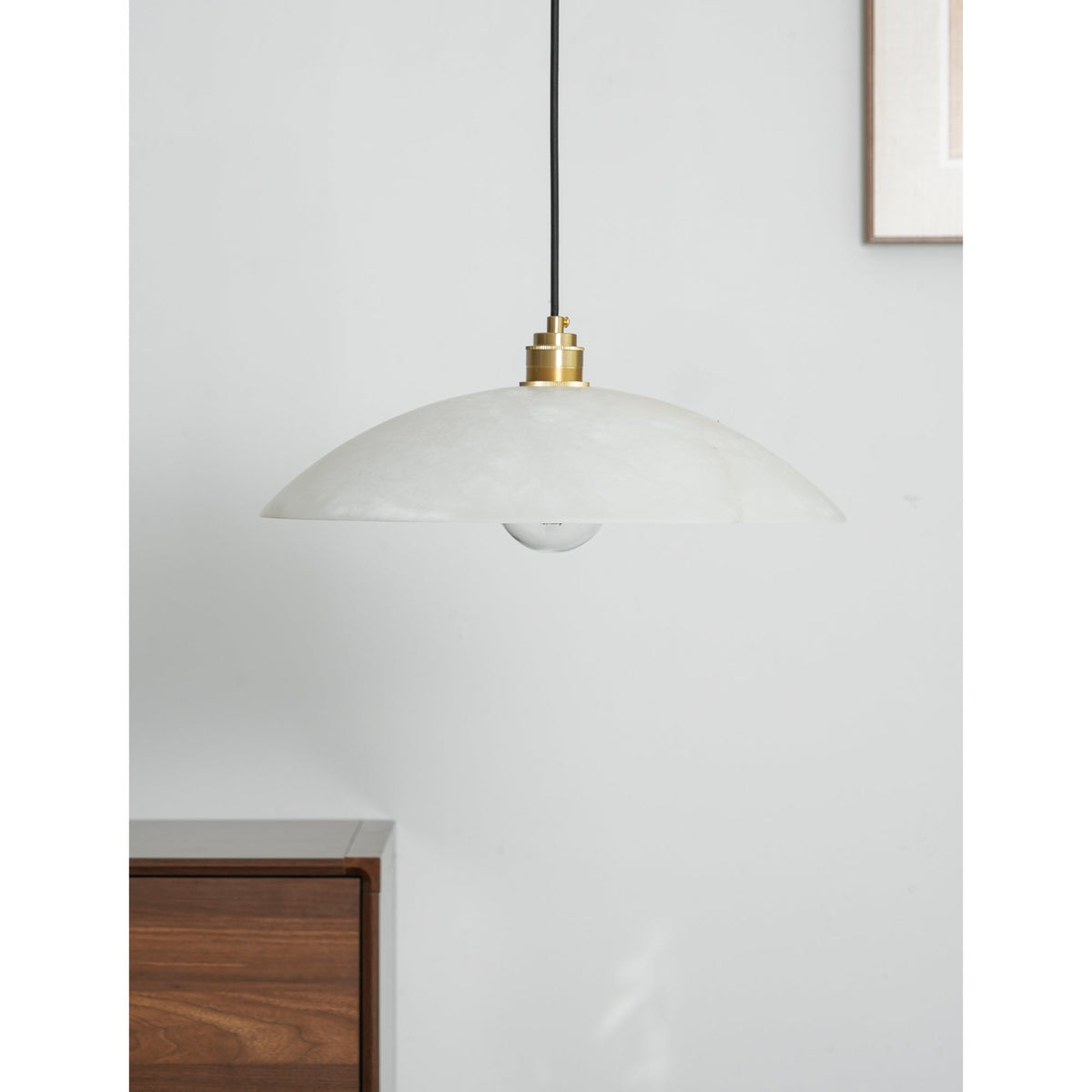 Lámpara de techo tipo globo de piedra blanca de 16 pulgadas, domo con cable ajustable para isla de cocina, comedor o sala de estar, lámpara colgante con casquillo E26 | Thomler