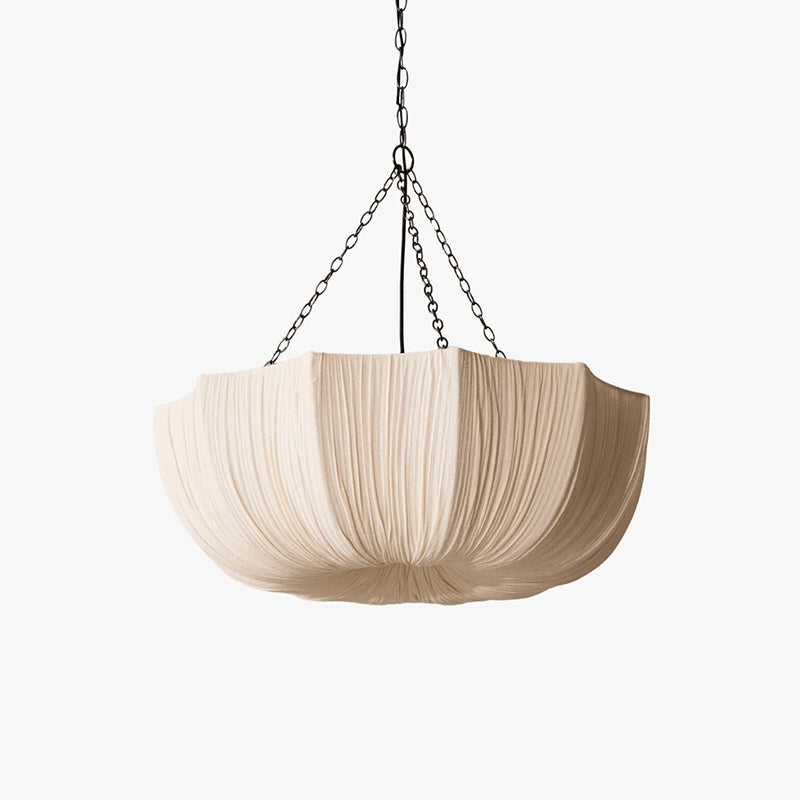 Stoffen plafondlamp met komvormige kap voor keukens en eetruimtes, 16 inch verstelbaar hangarmatuur, neutrale beige stoffen lampenkap Thr | Thomler