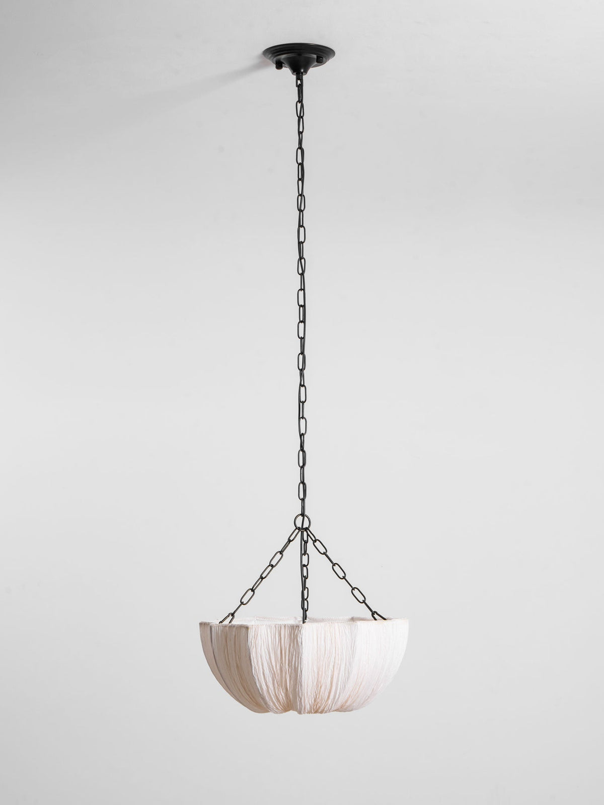 Stoffen plafondlamp met komvormige kap voor keukens en eetruimtes, 16 inch verstelbaar hangarmatuur, neutrale beige stoffen lampenkap Thr | Thomler