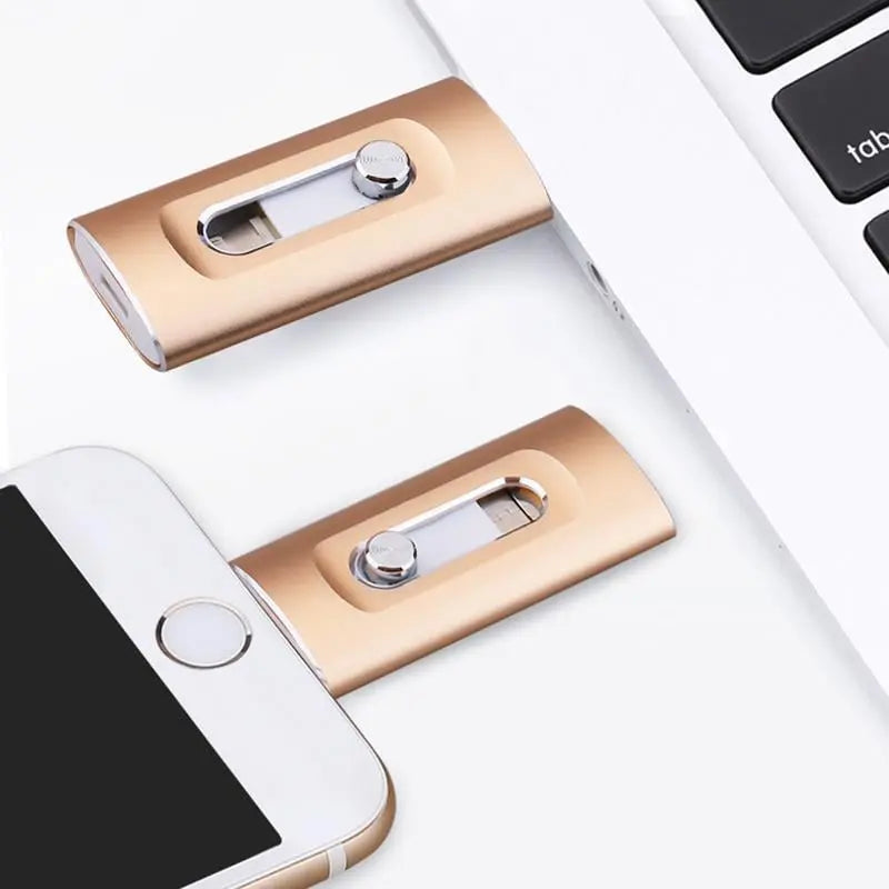 Thumb Drive 3-in-1 Connector Metal 2.6 in Portable Data Storage for iPhone Android PC Mac Laptop Tablet Photo Video Backup Keychain Memory S | Thomler