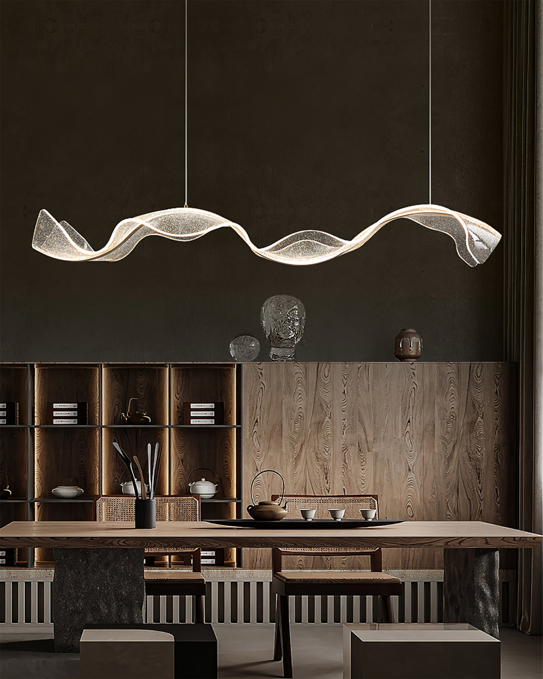 Lineaire LED-plafondlamp 100-150 cm Dimbaar Acryl Hanglamp voor Eetkamer Woonkamer Keuken Moderne Hanglamp met Afstandsbediening | Thomler