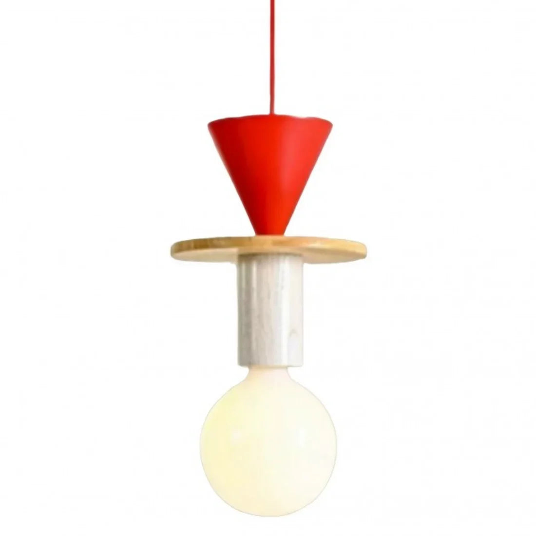 Houten hanglamp met meerkleurige geometrische kap, 19-42 cm in hoogte verstelbaar, plafondverlichting voor eetkamer, keuken en slaapkamer, modern | Thomler