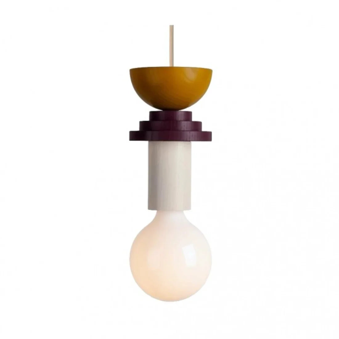 Houten hanglamp met meerkleurige geometrische kap, 19-42 cm in hoogte verstelbaar, plafondverlichting voor eetkamer, keuken en slaapkamer, modern | Thomler