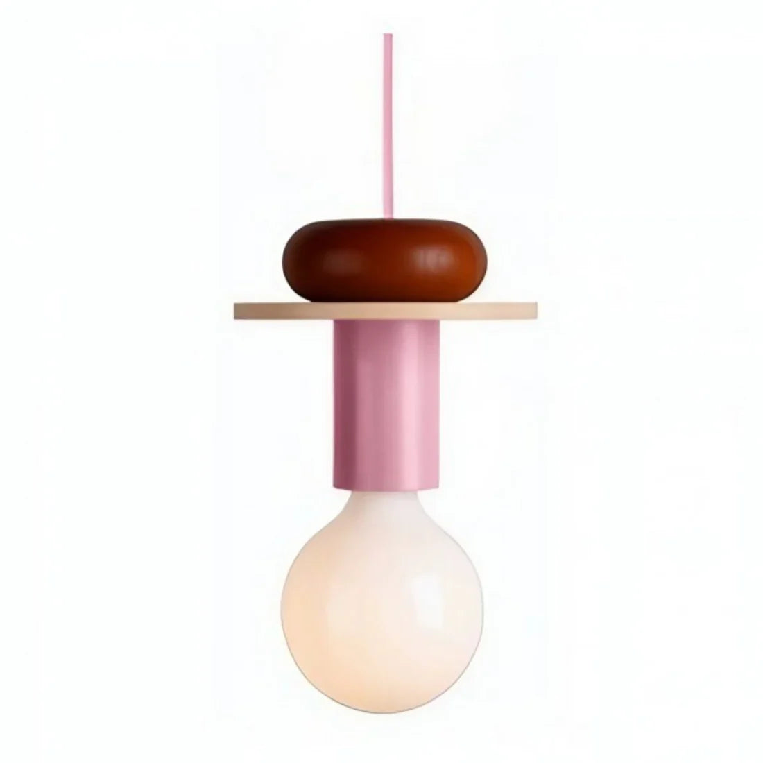 Houten hanglamp met meerkleurige geometrische kap, 19-42 cm in hoogte verstelbaar, plafondverlichting voor eetkamer, keuken en slaapkamer, modern | Thomler