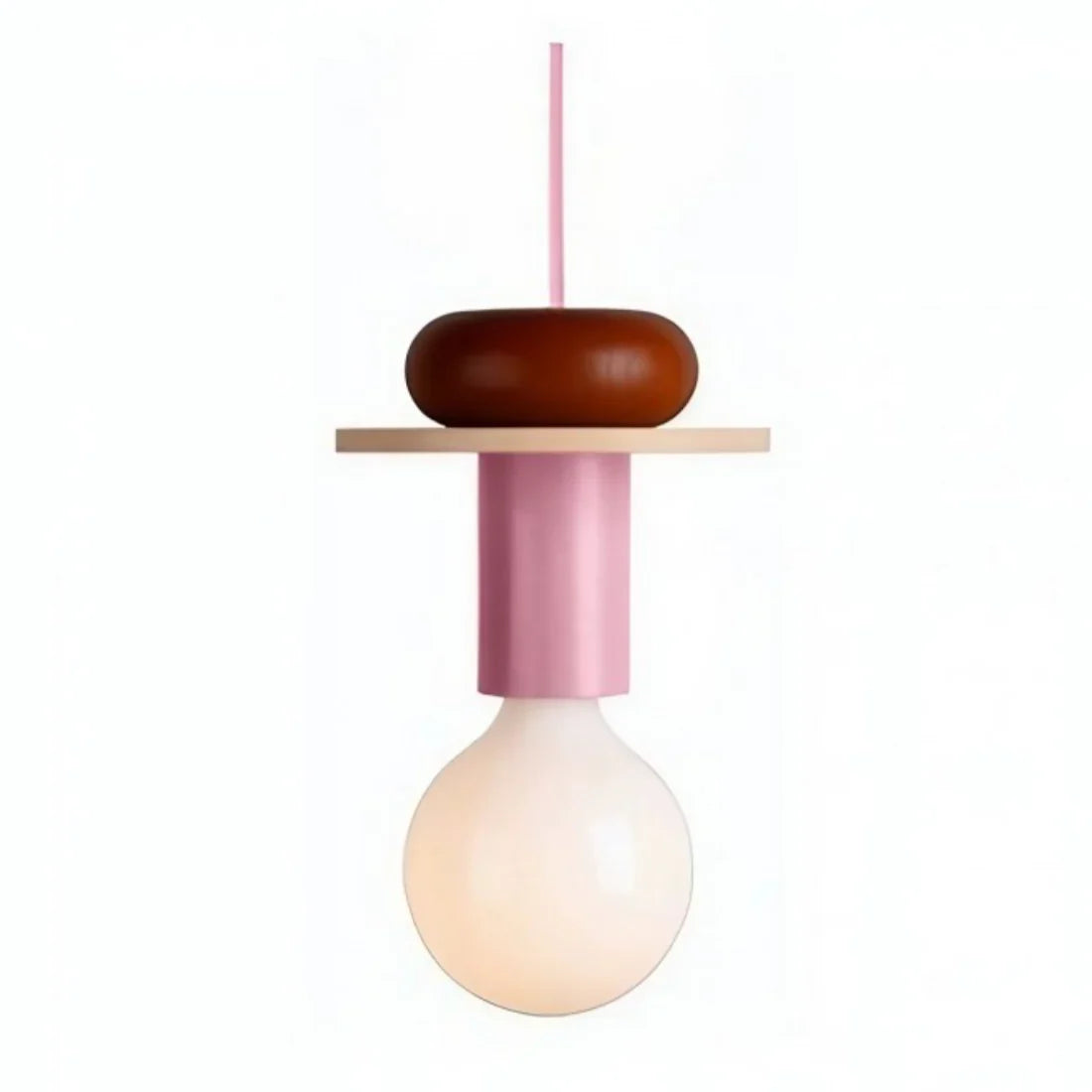 Houten hanglamp met meerkleurige geometrische kap, 19-42 cm in hoogte verstelbaar, plafondverlichting voor eetkamer, keuken en slaapkamer, modern | Thomler