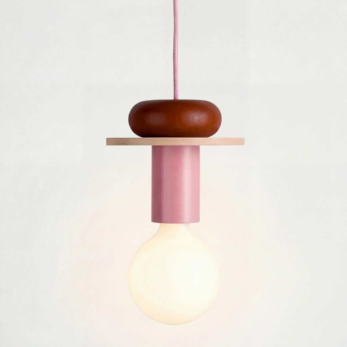 Houten hanglamp met meerkleurige geometrische kap, 19-42 cm in hoogte verstelbaar, plafondverlichting voor eetkamer, keuken en slaapkamer, modern | Thomler