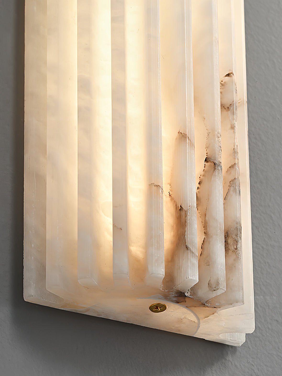 Aplique de pared de piedra natural de 12 pulgadas con LED integrado y superficie estriada, lámpara de interior para dormitorio, pasillo y sala de estar con luz ambiental cálida | Thomler