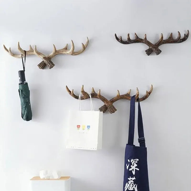 Resin Antler Hooks for Entryway Rustic Brown Black Wall-Mounted Hallway Coat Hanger Organizer for Bags Hats Scarves Home Bedroom Storage | Thomler