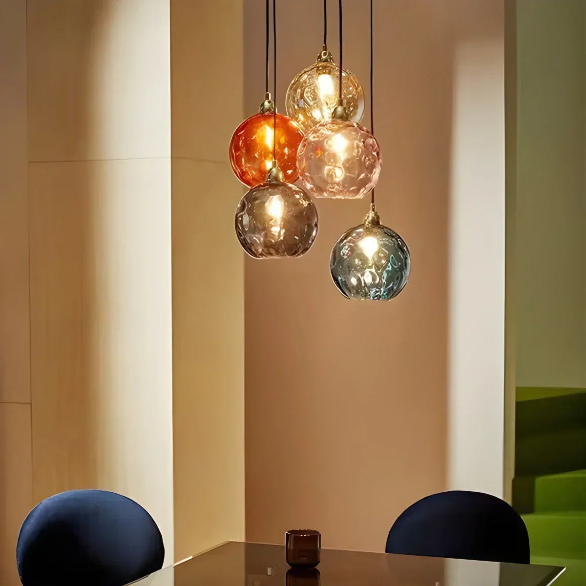Kugelförmige Glas-Deckenleuchte E26-Fassung 8-Zoll grauer Schirm für Esszimmer Schlafzimmer Küchen Verstellbares Kabel Ambiente-Leuchte | Thomler