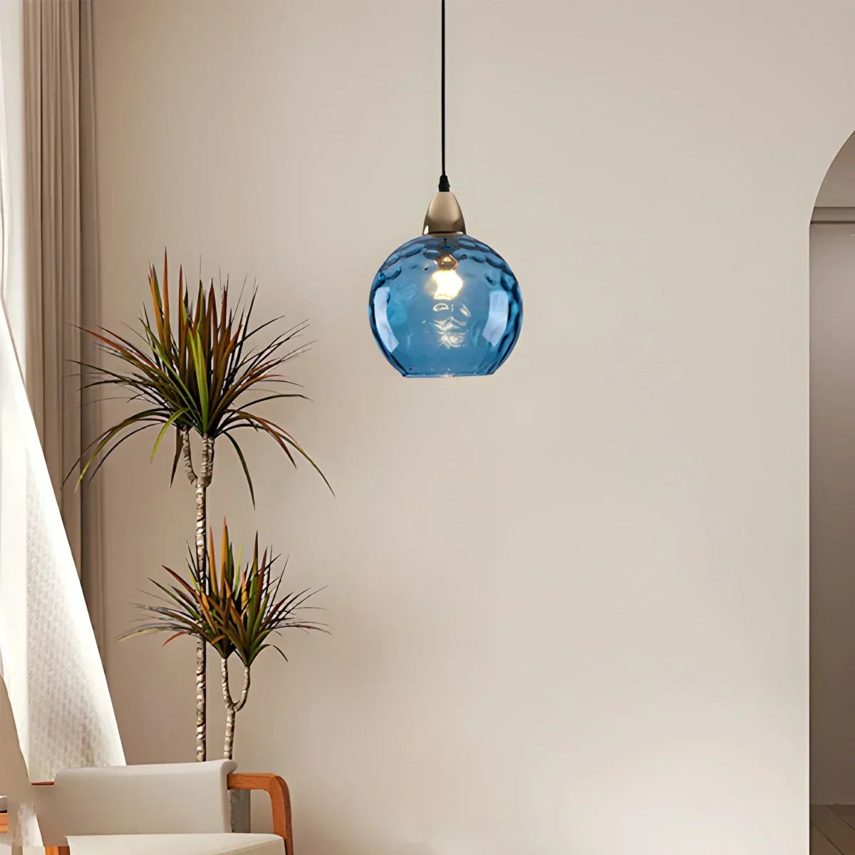 Kugelförmige Glas-Deckenleuchte E26-Fassung 8-Zoll grauer Schirm für Esszimmer Schlafzimmer Küchen Verstellbares Kabel Ambiente-Leuchte | Thomler