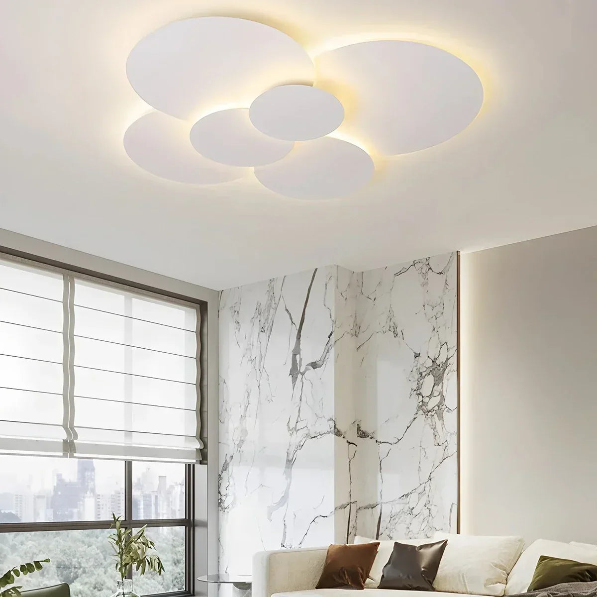 Flush Mount LED Ceiling Light with Rotating Discs White Dimmable Remote Control Modern Fixture for Bedroom Bathroom Living Room Hallway Adju | Thomler