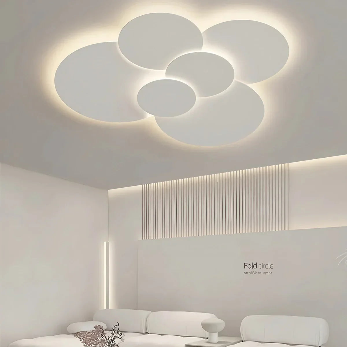 Flush Mount LED Ceiling Light with Rotating Discs White Dimmable Remote Control Modern Fixture for Bedroom Bathroom Living Room Hallway Adju | Thomler