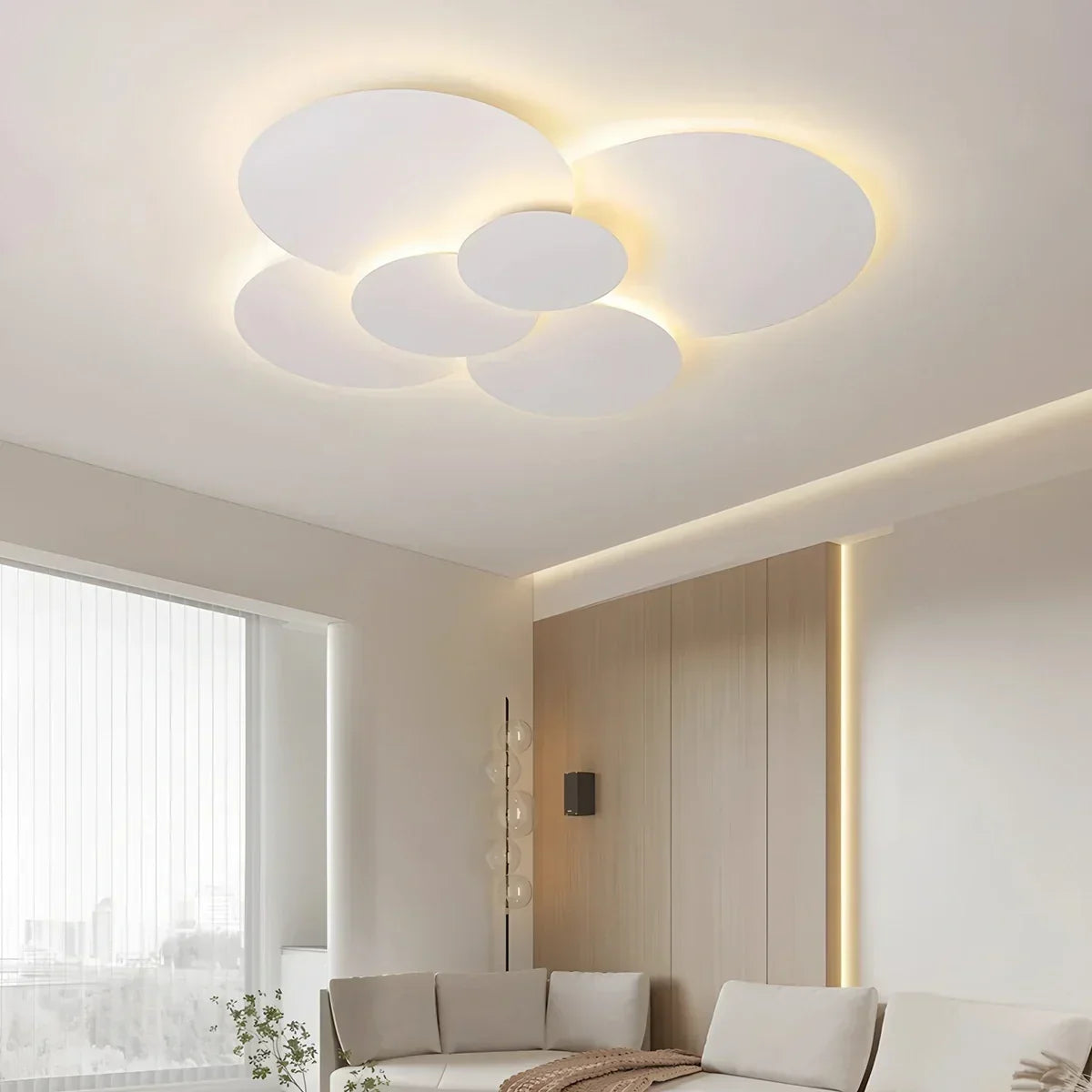 Flush Mount LED Ceiling Light with Rotating Discs White Dimmable Remote Control Modern Fixture for Bedroom Bathroom Living Room Hallway Adju | Thomler