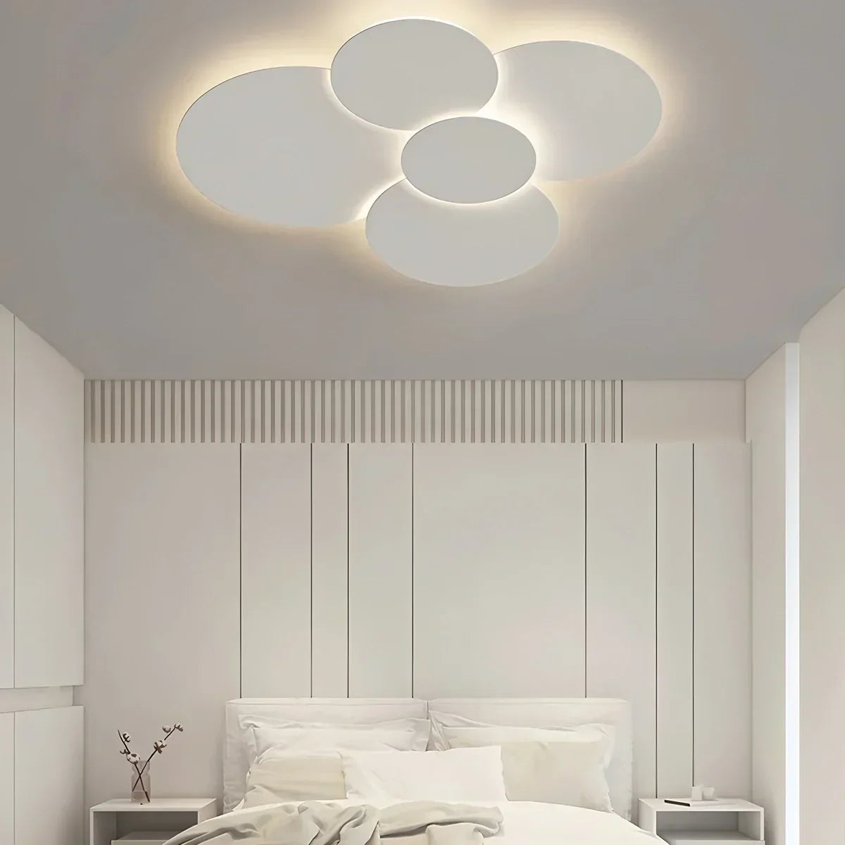 Flush Mount LED Ceiling Light with Rotating Discs White Dimmable Remote Control Modern Fixture for Bedroom Bathroom Living Room Hallway Adju | Thomler