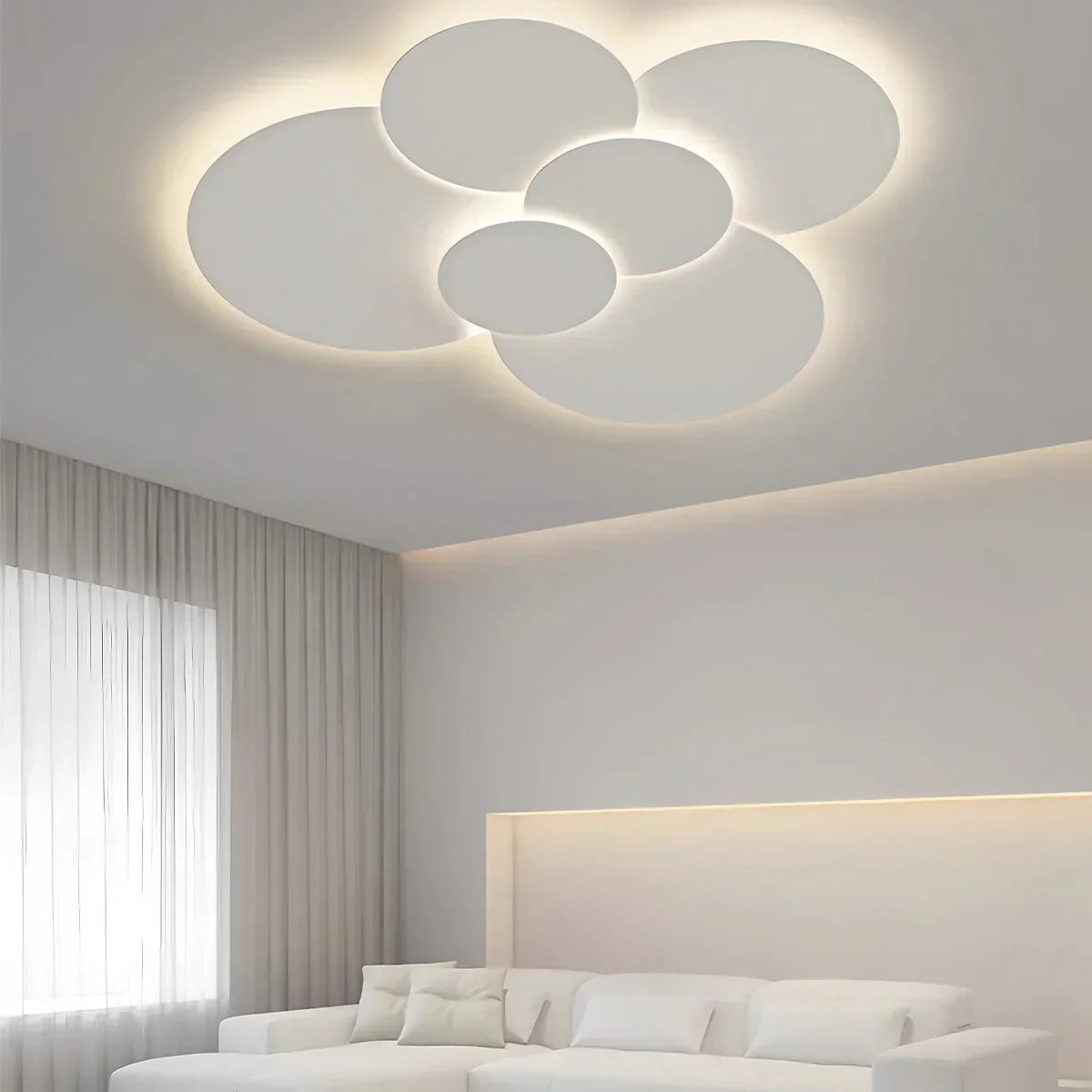 Flush Mount LED Ceiling Light with Rotating Discs White Dimmable Remote Control Modern Fixture for Bedroom Bathroom Living Room Hallway Adju | Thomler