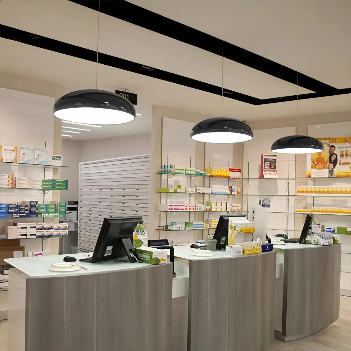 LED-Deckenleuchte mit umschaltbaren Lichtmodi für Kücheninseln, Esszimmer & offene Wohnbereiche – Runde Deckenlampe aus glänzendem Metall | Thomler