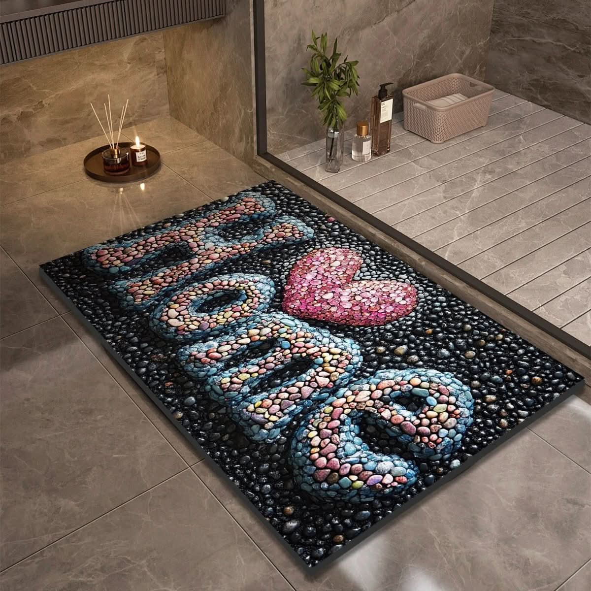 Alfombra de piedra de secado rápido, 24x35 pulgadas, tapete absorbente antideslizante para ducha, baño, entrada, cocina, pasillo y áreas húmedas de alto tráfico | Thomler