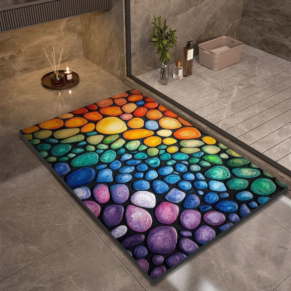 Alfombra de piedra de secado rápido, 24x35 pulgadas, tapete absorbente antideslizante para ducha, baño, entrada, cocina, pasillo y áreas húmedas de alto tráfico | Thomler