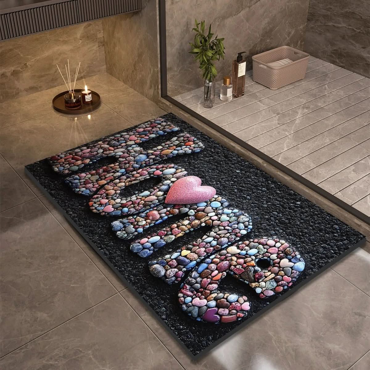 Alfombra de piedra de secado rápido, 24x35 pulgadas, tapete absorbente antideslizante para ducha, baño, entrada, cocina, pasillo y áreas húmedas de alto tráfico | Thomler