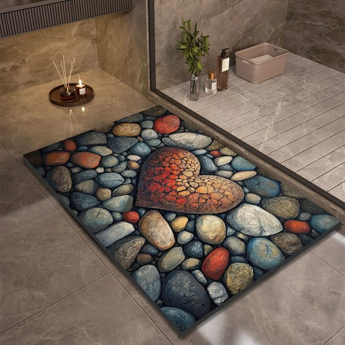 Alfombra de piedra de secado rápido, 24x35 pulgadas, tapete absorbente antideslizante para ducha, baño, entrada, cocina, pasillo y áreas húmedas de alto tráfico | Thomler