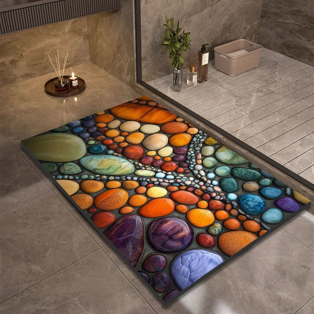 Alfombra de piedra de secado rápido, 24x35 pulgadas, tapete absorbente antideslizante para ducha, baño, entrada, cocina, pasillo y áreas húmedas de alto tráfico | Thomler